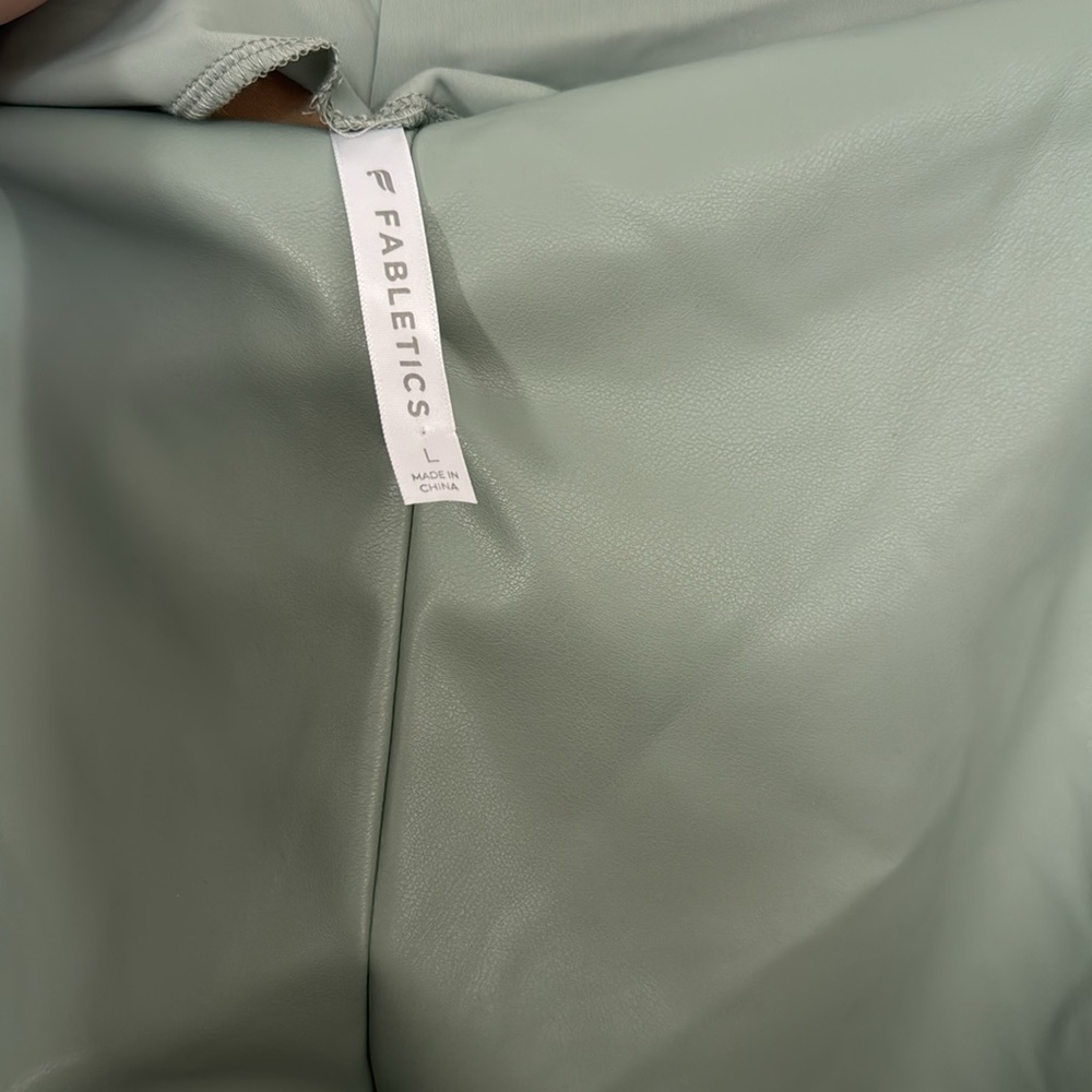 FABLETICS Pastel Green Vegan Leather High-Waisted Legging size L - Picture 7 of 10